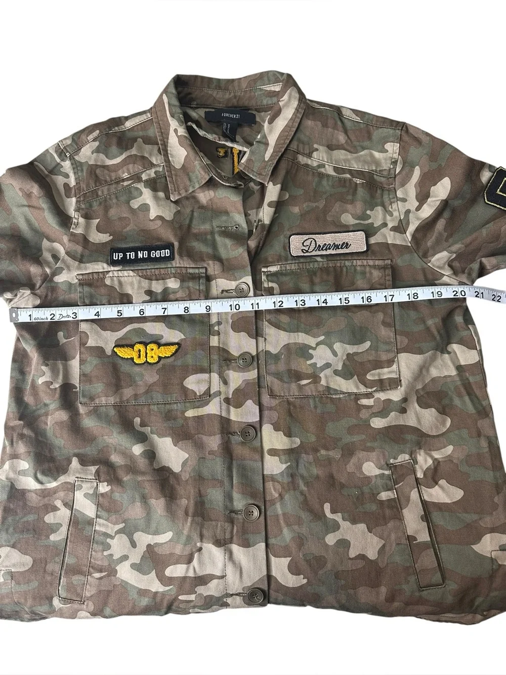 Forever 21 Camouflage Women’s Button Up Jacket with Patches. Size Medium. - Picture 3 of 9